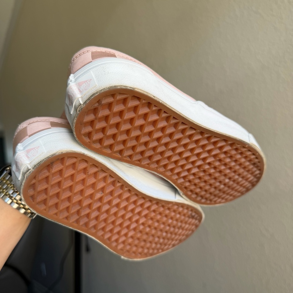 Vans Classic Slip-On Checkerboard Satin Light Pink Shoe - Picture 8 of 12